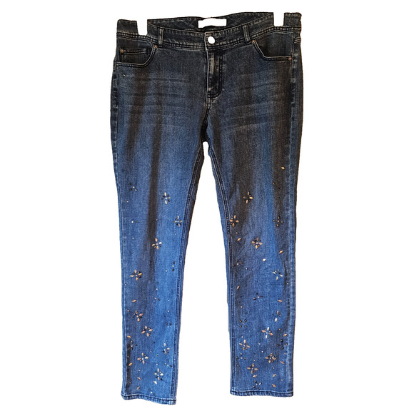 EST. 1946 Denim Women’s 14 Modern Fit Embellished Rhinestone Jeans Blue Stretch - Picture 1 of 13